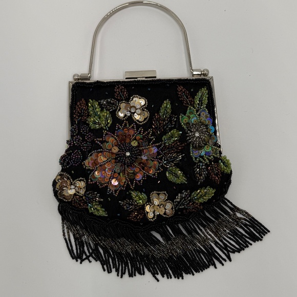 🌸 Vintage Beaded Evening Bag with Fringe 🌸 - Picture 1 of 6